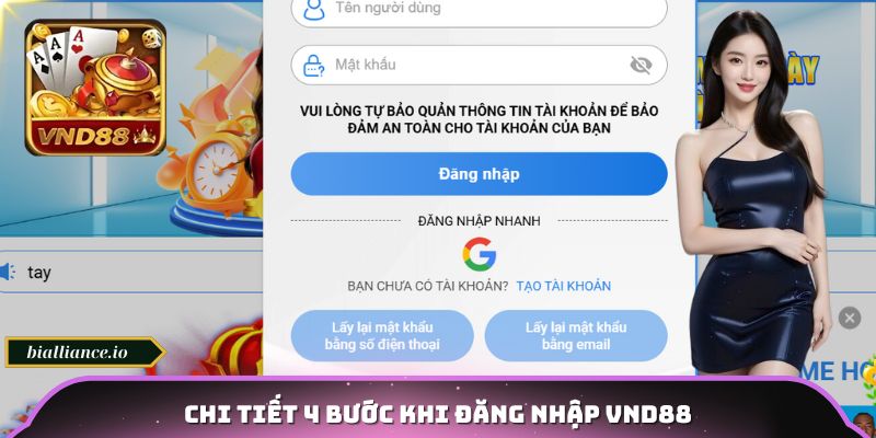 Chi tiết 4 bước khi đăng nhập VND88